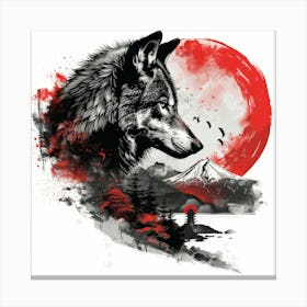 Wolf In The Moonlight 2 Canvas Print