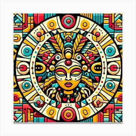 Aztec Art Vibrant African Motifs Painting Canvas Print