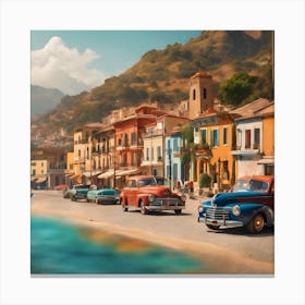 BB Borsa Vintage Cars On The Beach Canvas Print