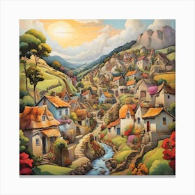 Village In The Valley Canvas Print