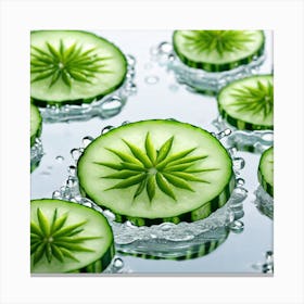 Cucumber Slices In Water Canvas Print