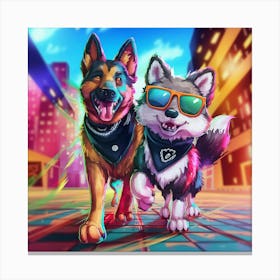 Two Dogs In Sunglasses Canvas Print