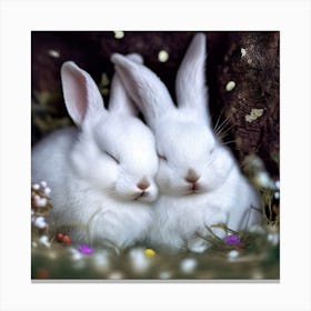 Sleeping White Rabbits Canvas Print