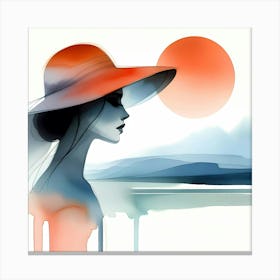 Woman In A Hat 12 Canvas Print