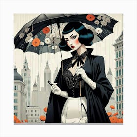 Lady With An Umbrella Canvas Print