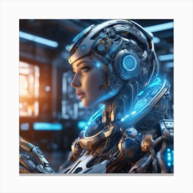 Futuristic Woman In A Robot Suit Canvas Print