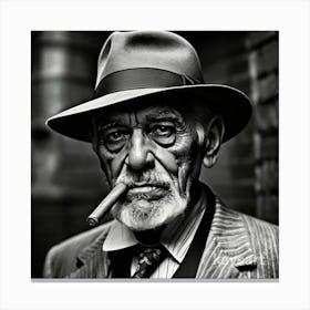 Portrait Of A Man Smoking A Cigar Canvas Print