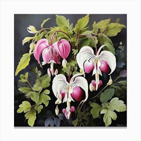 Flower Motif Painting Bleeding Heart Dicentra Art Print 2 Canvas Print