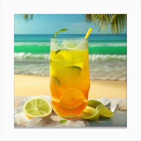 Tropical Drink On The Beach Canvas Print