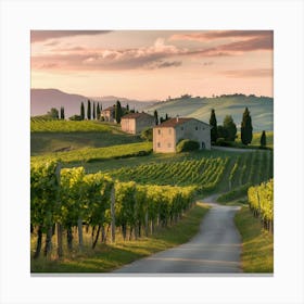 Sunset In Tuscany Canvas Print