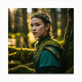 Young Woman In A Forest Canvas Print