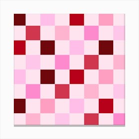 Pink and Red Checkerboard Grid Abstract Canvas Print