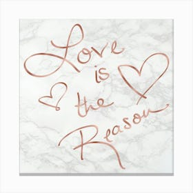 Love Is The Reason On Marble - Motivational Quotes Canvas Print