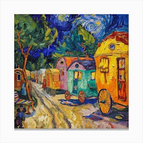 Van Gogh Style. Gypsy Caravans at Arles Series 2 Canvas Print
