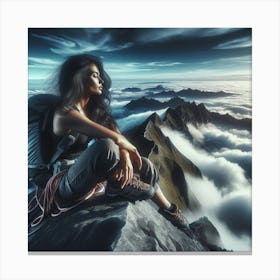 Climber On Mountain Top Canvas Print