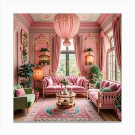 Pink Living Room Canvas Print
