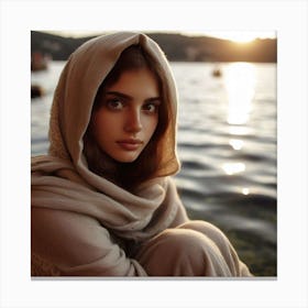 Beautiful Woman In A Shawl Canvas Print