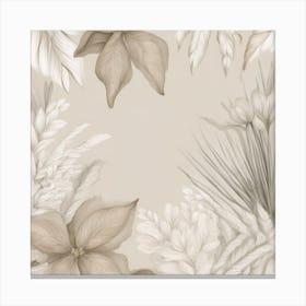 Beige Floral Painting Canvas Print