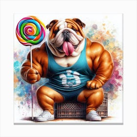 Bulldog Beast With Lollipop 2 Canvas Print
