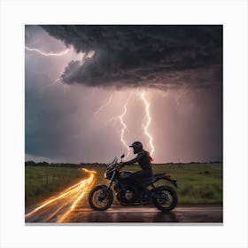 Bike Rider In Storm Canvas Print