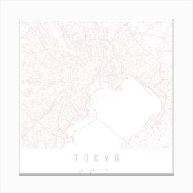 Tokyo Japan Light Pink Minimal Street Map Square Canvas Print