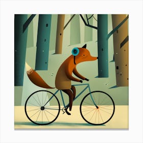 Fox On A Bike 3 Canvas Print