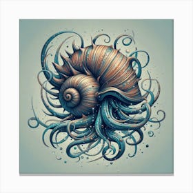 Whimsical Nautilus with Tentacles Canvas Print