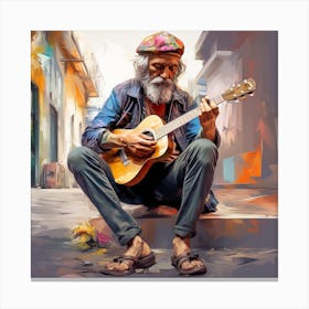 Old Man Playing Guitar 1 Canvas Print