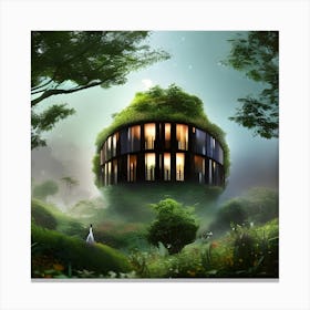 Futuristic House In The Forest Canvas Print