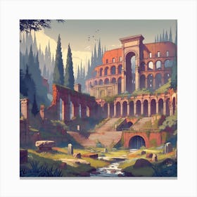 Colosseum In An Enchanted Forest 2 Canvas Print