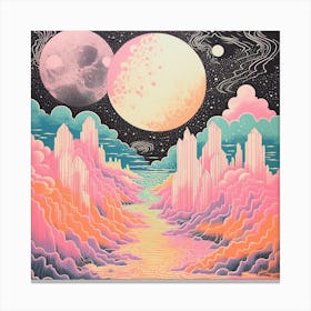 Crystal Valley & Moon, Abstract Surreal Landscape Canvas Print