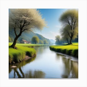 Tree By A River Canvas Print