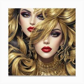 Two Beautiful Women With Gold Hair Canvas Print