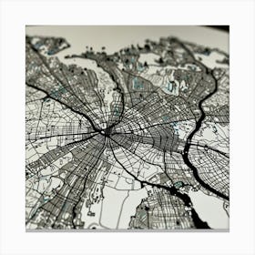 Leonardo Lightning New York White Map Art 3 Canvas Print