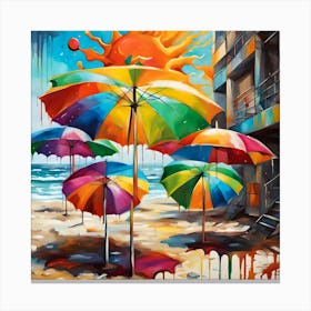 Umbrellas On The Beach Under the Sun Canvas Print