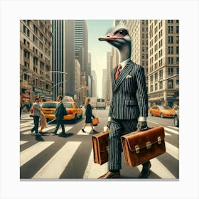Ostrich In Business Suit Commuting Canvas Print