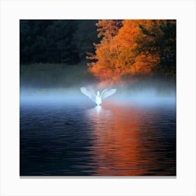 Firefly 8k, Top Quality, Fantastic, Scenery, Forest, Dense Fog, Sunset Light, Reddish Tinge, Center, (2) Canvas Print