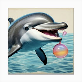 Dolphin Blowing Bubbles Canvas Print