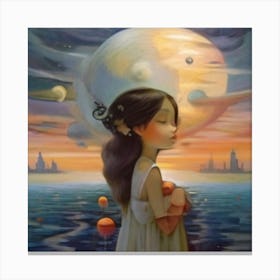 Girl In The Moonlight Canvas Print