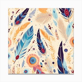 Seamless Pattern With Feathers Canvas Print