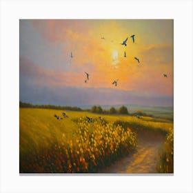 Sunset In A Field Canvas Print