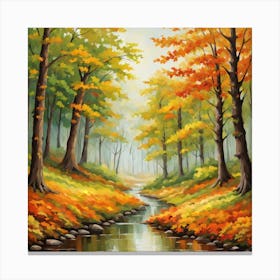 Forest In Autumn In Minimalist Style Square Composition 154 Canvas Print