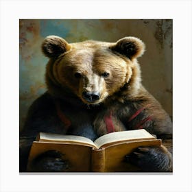 Bear Reading A Book Canvas Print