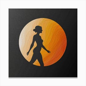 Silhouette Of A Woman Walking Canvas Print