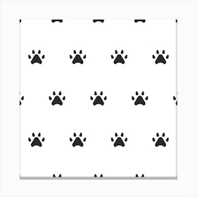 Black And White Paw Print Pattern Canvas Print