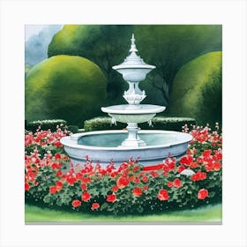 Fountain In The Garden 7 Canvas Print