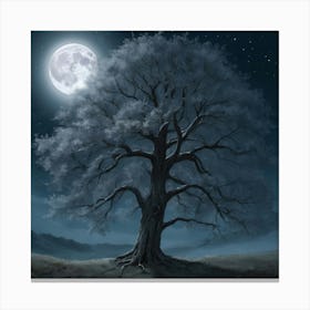 Tree In The Moonlight Art Print 0 Canvas Print