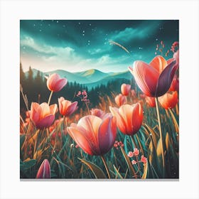 Tulips In The Meadow 1 Canvas Print