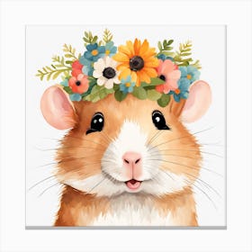 Floral Baby Hamster Nursery Illustration (60) Canvas Print