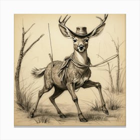 Deer In A Hat 15 Canvas Print